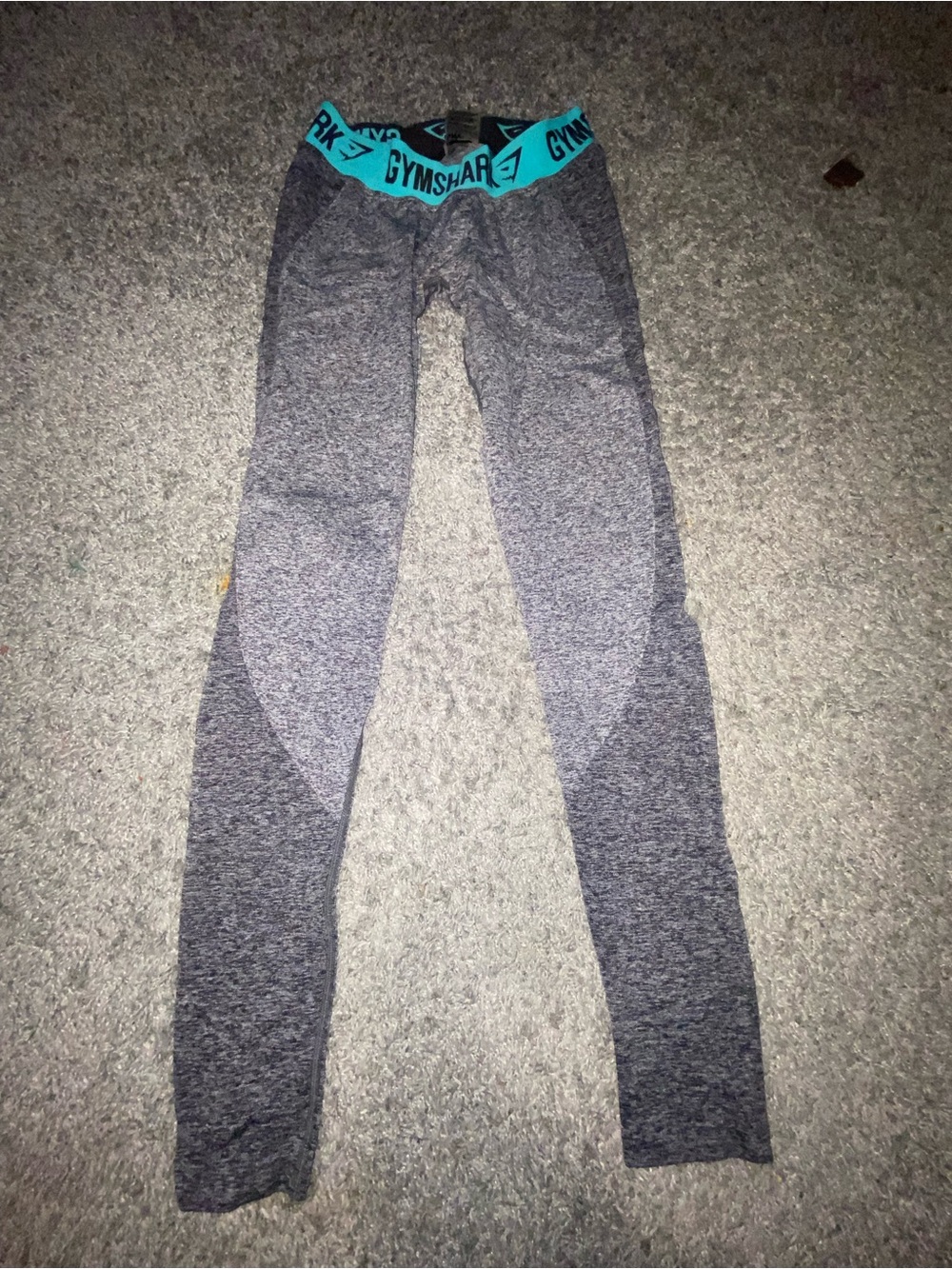 Gymshark Gray Seamless Leggings with Teal Waistband